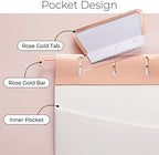 Y YOMA 1 Pack Rose Gold Desktop Hanging File Organizer | 12 Pack Rose Gold Pocket Hanging File Folders with Tabs & Insert | Letter Size Metal File Kit for Desk Home Office, I Shaped - Image 3