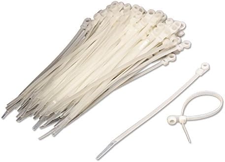 NavePoint 8 Inch Mount Head Screw Cable Wire Zip Tie 50 lbs Natural White 1000 Pack Lot Pcs by NavePoint