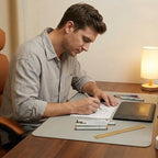 Leather Desk Pad Mat, (Light Gray, 16" x 31") Non-Slip Desk Blotter Pad - Desk Protector for Office, Home, Lap Desk, Laptop, and Desktop - Image 2
