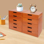 Tabletop Drawer Cabinet,Wooden Desktop Stackable Drawer Cabinet Space-Saving Desktop Storage Organizers with Multiple Drawers for Efficient Office & Home Organization (4-Piece of Set) (brown) - Image 5