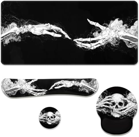 Skeleton Hands Desk Mat Set Dark Gothic Art Large Mouse Pad with Wrist Rest 4in1 Desk Mat for Desktop Ergonomic Keyboard Wrist Support Anti-Slip Computer Ergonomic Mouse Pad Home Office Gaming by Unknown