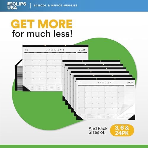2026 Desk Calendar Large 22x17 Runs Until June 2027 Work Calendar with To-do List & Notes Yearly Preview 18 Months With Plastic Cover Desk Calendar 2025-2026 Large 22x17 Black White With Protective Cover Bulk Planner for Home School Office Pad Calendar... - Image 7