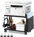 BTY Under Desk Printer Stand Small Printer Table with Storage 2 Tier Printer Cart with Wheels Desktop Printer Stands for Office Home Scanner Printer (Black) by BTY