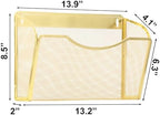 EASEPRES 3 Single Pocket Mesh Hanging File Organizer, Vertical Wall Mounted Magazine File Holder, Mount Basket Mail Paper Document Folder Organizing for Office, Home and School, Gold - Image 2
