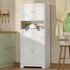 Iwell Tall Storage Cabinet with Adjustable Shelf & 2 Drawers, Kitchen Pantry Cabinet, Pantry Cabinets with 4 Doors, Tall Cabinets for Living Room, Kitchen, Bathroom, White - Image 5