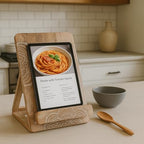 Wedding Gifts Mandala Wooden Cookbook Stand for Kitchen Counter Recipe Book Holder for Cooking, Solid Wood Chopping Board Style Foldable and Durable Recipe Holder for Tablets and Cookbooks - Image 4