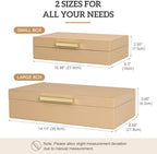 Decorative Storage Boxes with Lids, Set of 2 PU Leather Organizer Boxes - Image 2