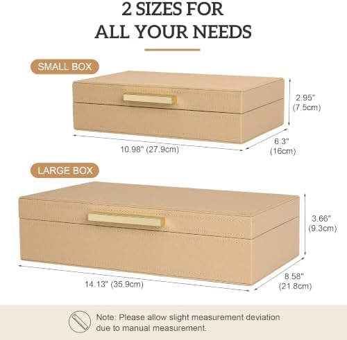 Decorative Storage Boxes with Lids, Set of 2 PU Leather Organizer Boxes - Image 2