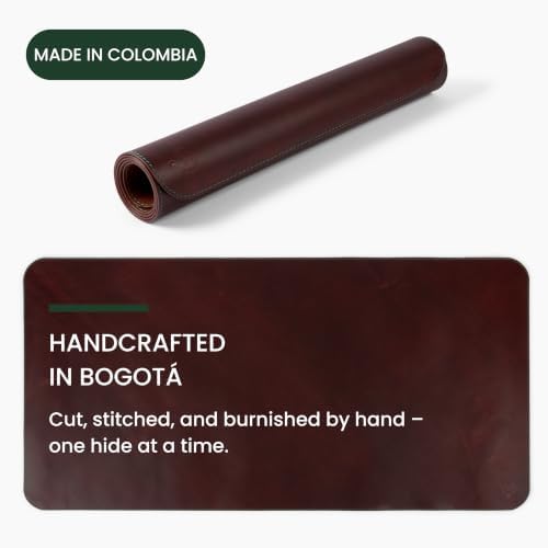 Havee Cabana Leather Desk Mat - Genuine Leather Handmade in Colombia - 32" x 16" - Brown - Image 7