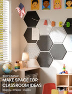 Fluxynara 8-Pack Hexagon Felt Bulletin Board Tiles, Concrete Echo - Image 5