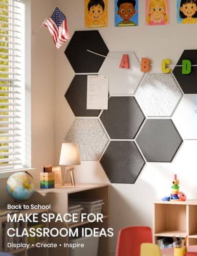 Fluxynara 8-Pack Hexagon Felt Bulletin Board Tiles, Concrete Echo - Image 5