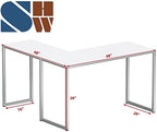 SHW Mission 48 x 48 L-Shape Home Office Computer Desk, White - Image 3