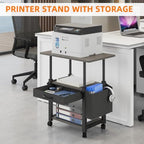 YAOHUOO 22"x15" Large Printer Stand with Drawer, 3-Tier Rolling Table Cart - Image 3