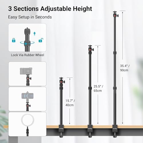 SMALLRIG Camera Mount C Stand, 15"-35" Adjustable Desk Clamp Table Tripod - Image 3
