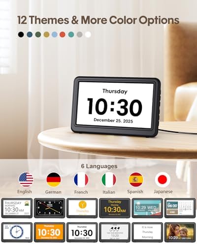 Clock with Day and Date for Elderly,7" Large Display Digital Calendar Clock - Image 4
