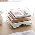 SANRUI Acrylic Paper Organizer Letter Tray, 3 Tier Enlarged File Holder - Image 5