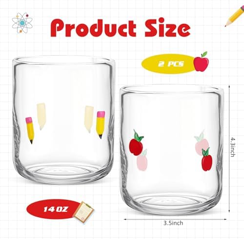 SiliFine 2 PCS Pencil & Apple Icon Juice Glasses - Image 3