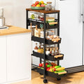 SUNALLY Slim Storage Cart with Wheels, Narrow Kitchen Rolling Cart, Black by SUNALLY