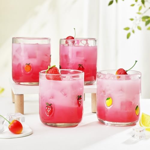 SiliFine 4 Pack Fruit Icon Juice Glasses, 14 oz - Image 2