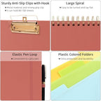 Ospelelf Red Foldable Spiral Clipboard Folio with Storage Zipper Pouch, 5 Plastic Folders with 10 Pockets, Refillable Lined Notepad (11" x 8.5"), Linen Hardcover Project Organizer - Image 4