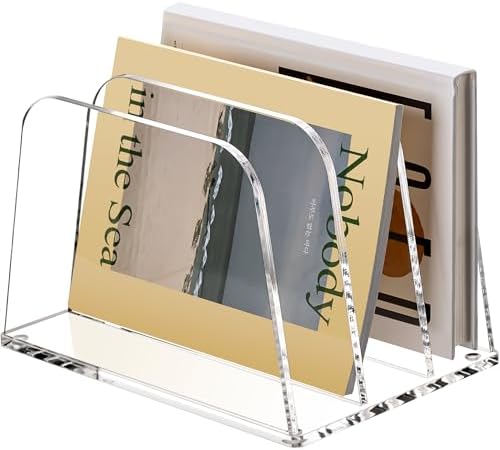 HeZone Desk File Organizer,3-Section Vertical File Folder Holder,Clear by HeZone