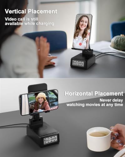 Gifts for Men Cell Phone Stand with Wireless Bluetooth Speaker and Wireless Charger, Phone Charger Stand with Digital Alarm Clock for iPhone, Birthday Gifts for Men,Boyfriend,Dad,Women,Christmas - Image 5