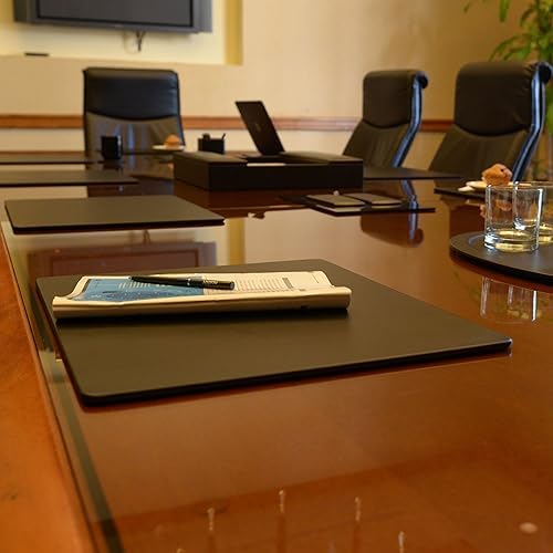 Dacasso Classic Black Leather 17" x 14" Luxury Conference Table Pad - Leather Desk Blotter for Writing - Boardroom Organization & Executive Desk Décor - Image 2