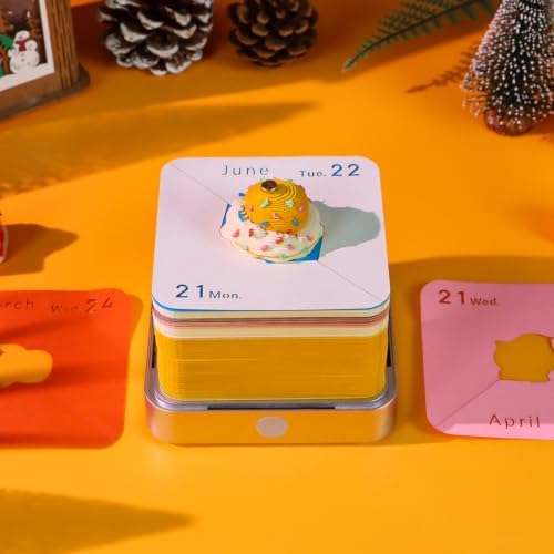 3D Calendar 2027, Tear-Away Desk Calendar, Paper Art Memo Pad, LED Light (Christmas D) - Image 3