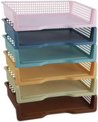 gisgfim 6 Pcs Turn in Trays Classroom Retro Paper Tray for Classroom Organization and Storage Stackable Plastic Book Baskets Turn in Bins Teacher Organizers for Library Drawers School Office Desk by gisgfim