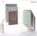 YUXUN Vertical Triple File Folder Holder Organizer,Acrylic File Organizer, File Sorter Clear Crystal - Image 5