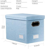 PRANDOM File Organizer Box - Set of 4 Collapsible Decorative Linen Filing Storage Hanging File Folders with Lids Office Cabinet Letter Size Blue (14x9.3x10.8 inch) - Image 7
