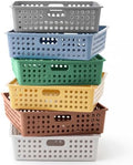 Geetery 6 Pack Classroom Storage Baskets with Handle 14''x10'' Paper Tray Holds A4 Turn in Trays Plastic Paper Baskets Desk Organizer Bin for Classroom, Library, Office, Home (Cottage Color) by Geetery