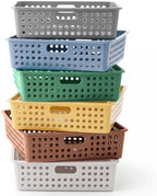 Geetery 6 Pack Classroom Storage Baskets with Handle 14''x10'' Paper Tray Holds A4 Turn in Trays Plastic Paper Baskets Desk Organizer Bin for Classroom, Library, Office, Home (Cottage Color) by Geetery
