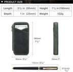 CONTACTS Full Grain Leather Pencil Case Handmade Vintage Zipper Pen Holder Pouch with Card Slot Pens Organizer Pockets Stationery Bag for Men and Women (Dark Green) - Image 5