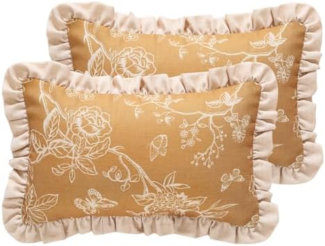 ISAENNE Designer Linen Throw Pillow Cover,Set of 2,20"x12"-Cornucopia D by Isaennehomedecoration