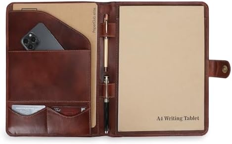 Full Grain Leather Legal Pad Portfolio Organizer for Work - Wine - Image 3