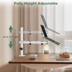 UPGRAVITY White Laptop Desk Mount with Vented Tray for Notebook up to 17 inch, Fully Adjustable Single Laptop Arm Stand Holds up to 17.6 lbs, Clamp on/Grommet Mounting - Image 5
