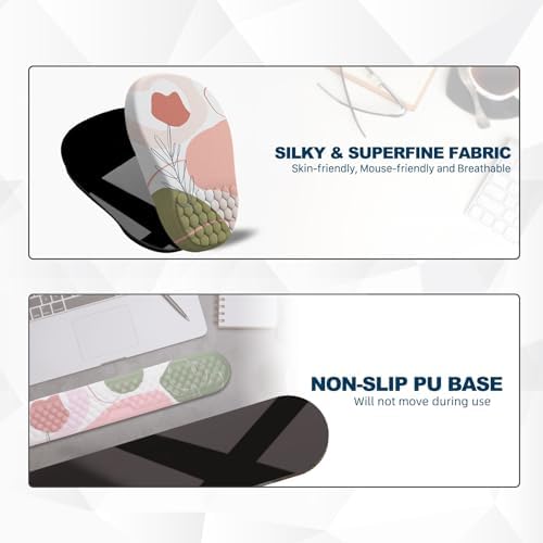 Ergonomic Mouse Pad and Keyboard Wrist Rest with Massage Design, Space-Saving Mouse Pad Wrist Support, Memory Foam Wrist Rest with Non-Slip PU Base for Computer Desk, Rose - Image 4