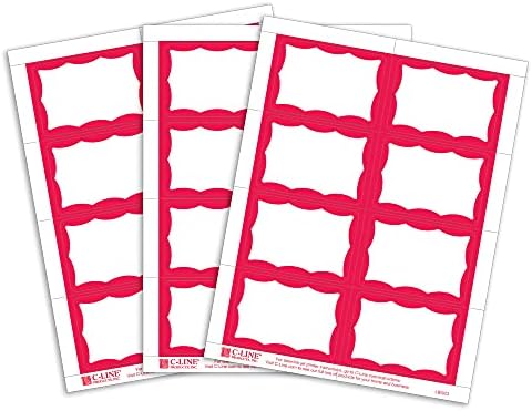 C-Line Pressure Sensitive Inkjet/Laser Printer Name Badges, Red Border, 3.38 x 2.33 Inches, 200 Labels per Box (92364) by C-Line