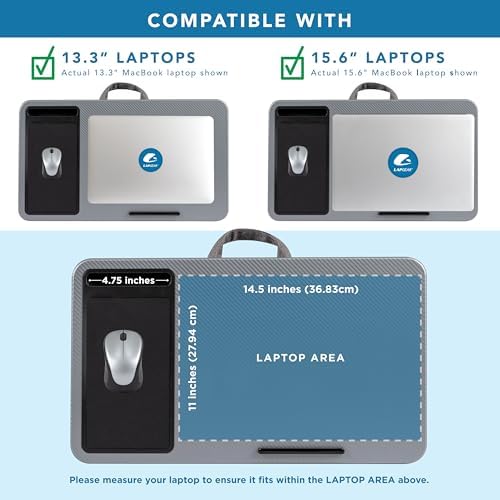 LAPGEAR Home Office Left-Hand Lap Desk – Silver Carbon, Fits 15.6” Laptops - Image 3
