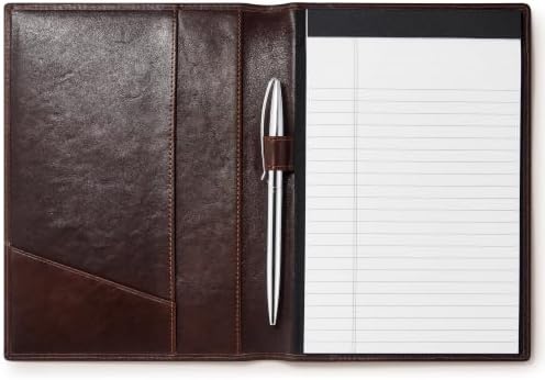 HISCOW Slim Leather Junior Padfolio, 5x8 Notepad Cover, Veg-Tanned Coffee by HISCOW