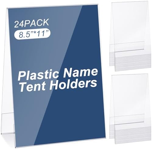 Vicenpal Clear Name Tent Holders Desk Sign, 8.5" X 11", 24 Pcs by Vicenpal