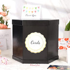 ROSEGLD Black Card Box, Card Receiving Box 12x10x10 Inches - Image 4