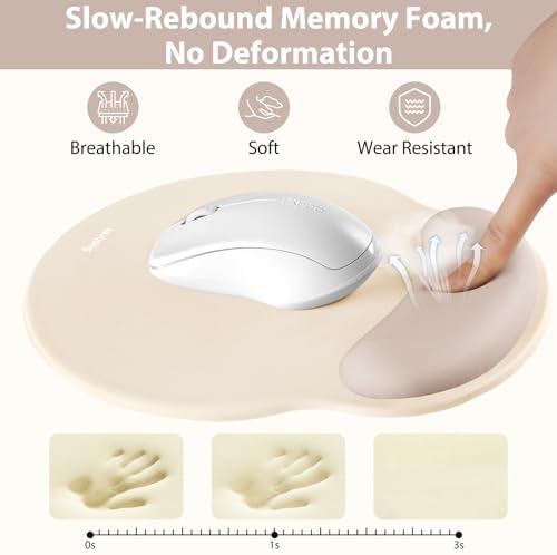 Sushret Mouse Pad and Keyboard Wrist Rest, 3-in-1 Gel Memory Foam Ergonomic Mouse Pad with Wrist Rest Set, Gaming Mousepad Arm Cushion Support for Computer Desk Accessories Cute Setup,Apricot Pink - Image 3
