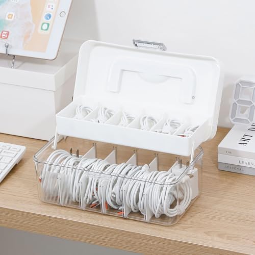 2 Pack Cable Storage Box for Desk Drawer, Plastic - Image 4