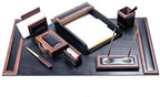 DACASSO Wood & Leather Desk Set - Luxury Leather Desk Pad & Desk Organization Essentials - Office Organization & Executive Desk Decor - (Walnut and Black, 8 Piece) by Dacasso