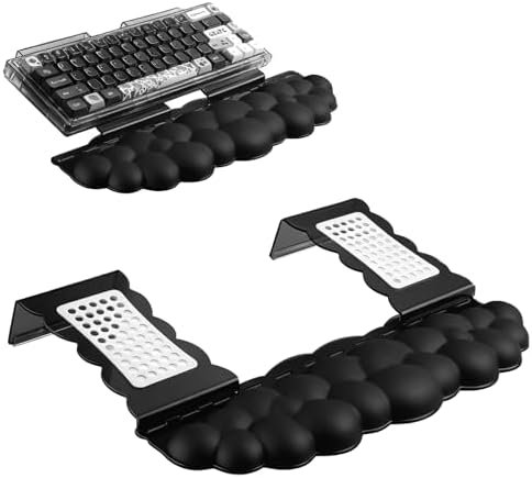 Black Acrylic Keyboard Stand with Wrist Rest，Detachable/Adjustable Width by RQUOIRE