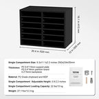 VEVOR Literature Organizers, 12 Compartments Office Mailbox with Adjustable Shelves，Wood Literature sorter 20.4x12x16.1 inches for Office, Home, Classroom, Mailrooms Organization, EPA Certified Black - Image 3