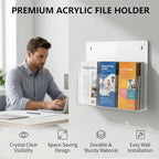 JUESHA 2 Pack Clear Acrylic File Holder Wall Mount Self Adhesive - Image 2