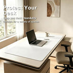 Leather Writing Desk Pad, 24"x31.5" Non-Slip Heat Resistant Waterproof Leather Round Edge Cream White Durable Desk Protect Mat, Anti-Static Writing Mat Table Protector - Image 2